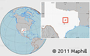 Gray Location Map of ZIP code 76557, highlighted state, hill shading