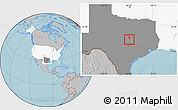Gray Location Map of ZIP code 76559, highlighted country, highlighted state, hill shading