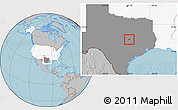 Gray Location Map of ZIP code 76569, highlighted country, highlighted state, hill shading
