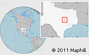 Gray Location Map of ZIP code 76569, highlighted state, hill shading