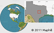 Satellite Location Map of ZIP code 76569, highlighted country, highlighted state