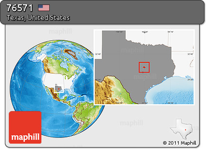 Physical Location Map of ZIP Code 76571, highlighted country, highlighted state