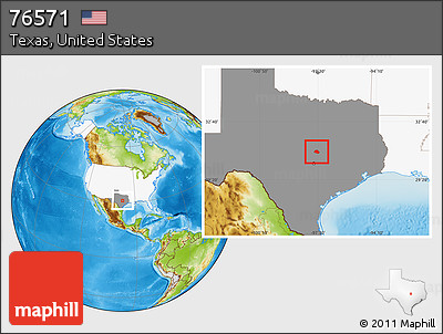 Physical Location Map of ZIP Code 76571, highlighted country, highlighted state