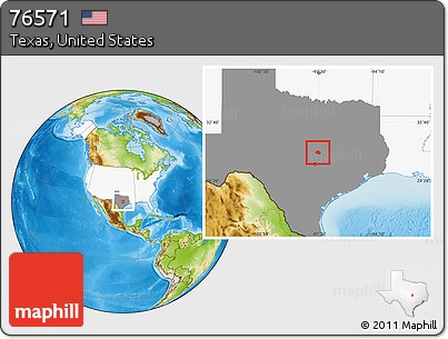 Physical Location Map of ZIP Code 76571, highlighted country, highlighted state