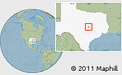Savanna Style Location Map of ZIP code 76571, highlighted state, hill shading