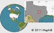 Satellite Location Map of ZIP code 76579, highlighted country, highlighted state