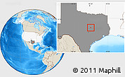 Shaded Relief Location Map of ZIP code 76579, highlighted country, highlighted state