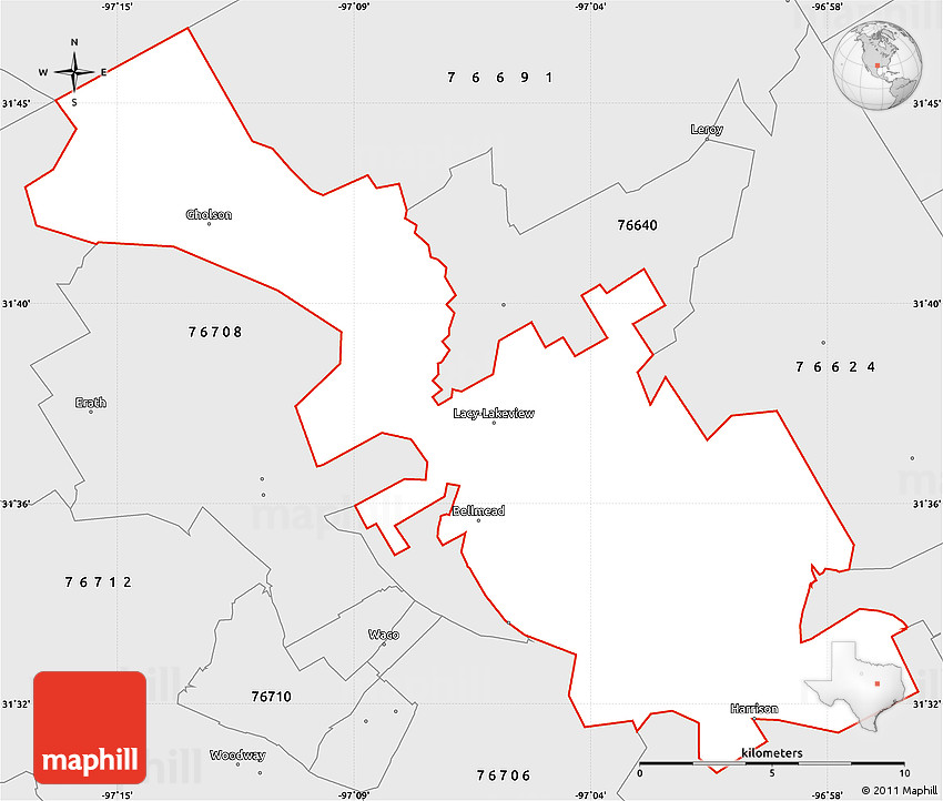 Silver Style Simple Map of ZIP Code 76705