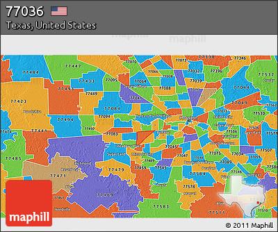 Political 3D Map of ZIP Code 77036
