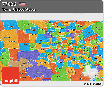 Political 3D Map of ZIP Code 77036