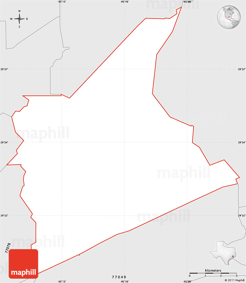 Silver Style Simple Map of ZIP Code 77044