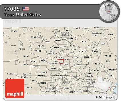 Shaded Relief 3D Map of ZIP Code 77086