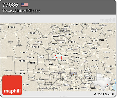 Shaded Relief 3D Map of ZIP Code 77086