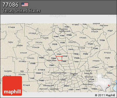 Shaded Relief 3D Map of ZIP Code 77086