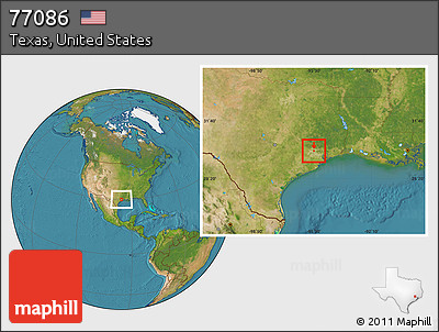 Satellite Location Map of ZIP Code 77086