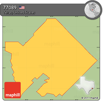 Savanna Style Simple Map of ZIP Code 77089