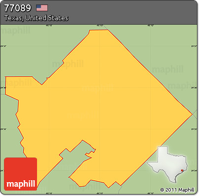 Savanna Style Simple Map of ZIP Code 77089