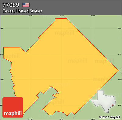 Savanna Style Simple Map of ZIP Code 77089