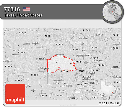 Silver Style 3D Map of ZIP Code 77316