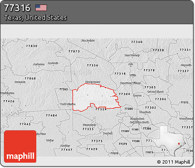 Silver Style 3D Map of ZIP Code 77316