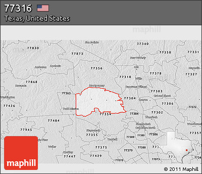 Silver Style 3D Map of ZIP Code 77316