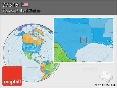 Political Location Map of ZIP Code 77316