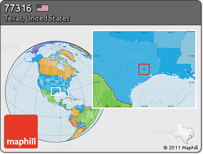 Political Location Map of ZIP Code 77316