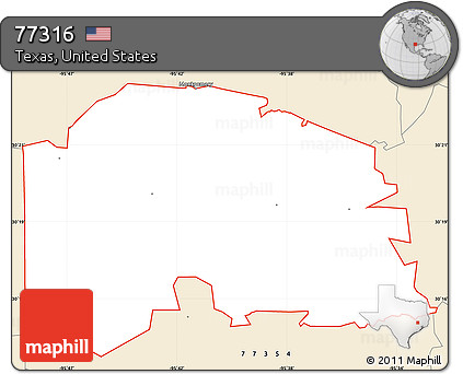 Classic Style Simple Map of ZIP Code 77316