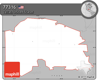 Gray Simple Map of ZIP Code 77316