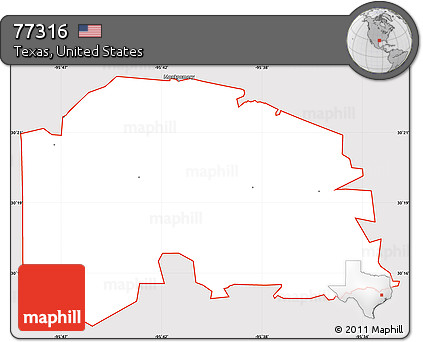 Silver Style Simple Map of ZIP Code 77316, cropped outside