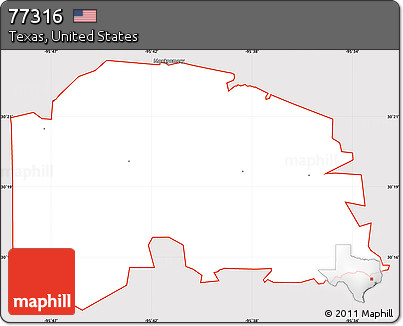 Silver Style Simple Map of ZIP Code 77316, cropped outside