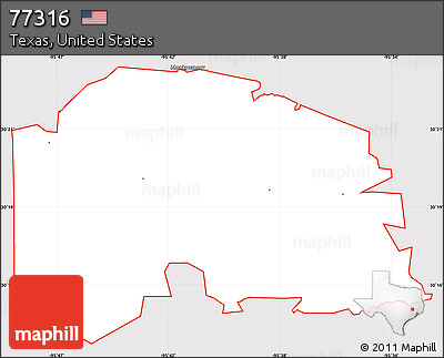 Silver Style Simple Map of ZIP Code 77316, cropped outside