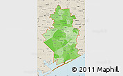 Political Shades Map of ZIP codes starting with 774, shaded relief outside