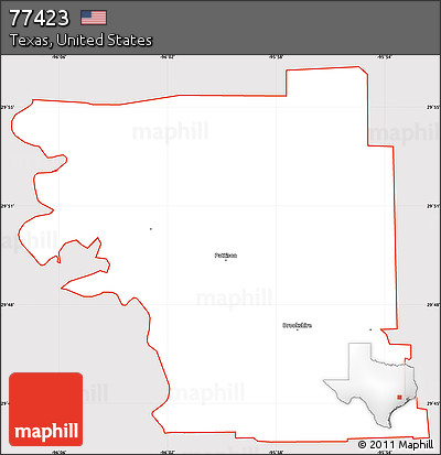 Classic Style Simple Map of ZIP Code 77423, cropped outside