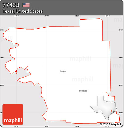 Classic Style Simple Map of ZIP Code 77423, cropped outside