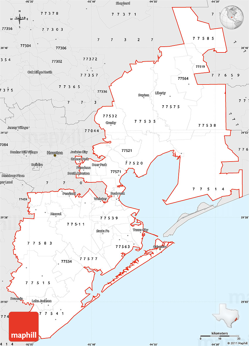 Silver Style Simple Map of ZIP Codes Starting with 775