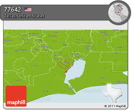 Physical 3D Map of ZIP Code 77642