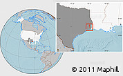 Gray Location Map of ZIP code 77706, highlighted country, highlighted state, hill shading