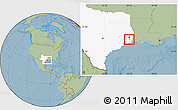 Savanna Style Location Map of ZIP code 77706, highlighted state, hill shading