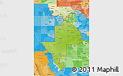 Physical 3D Map of ZIP codes starting with 780, political shades outside