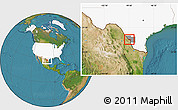 Satellite Location Map of ZIP code 78045, highlighted country, highlighted county