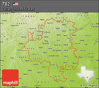 Physical Map of ZIP Codes Starting with 782