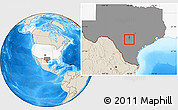 Shaded Relief Location Map of ZIP code 78207, highlighted country, highlighted state