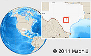 Shaded Relief Location Map of ZIP code 78207, highlighted state