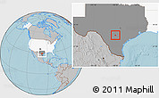 Gray Location Map of ZIP code 78264, highlighted country, highlighted state, hill shading