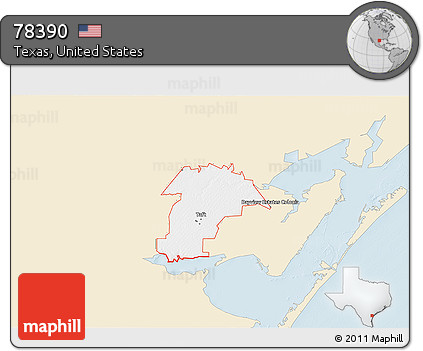 Classic Style 3D Map of ZIP Code 78390, single color outside