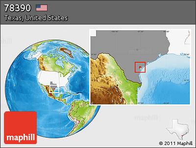 Physical Location Map of ZIP Code 78390, highlighted country, highlighted state