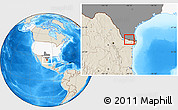 Shaded Relief Location Map of ZIP code 78589, highlighted country, highlighted state