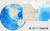 Shaded Relief Location Map of ZIP code 78589, highlighted state