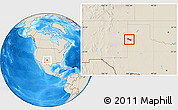 Shaded Relief Location Map of ZIP code 79009